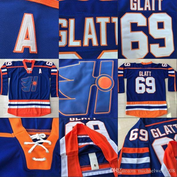 

69 Doug The Thug Glatt Jersey Blue Glatt Halifax Highlanders Goon Movie Jersey Mens Stitched Embroidery Logos