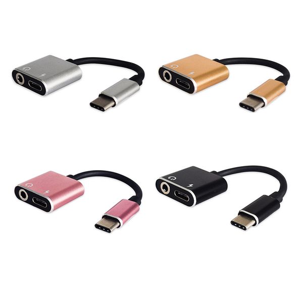 

2 in 1 type c usb c to type female 3.5mm jack audio cable charging line music charging adapter