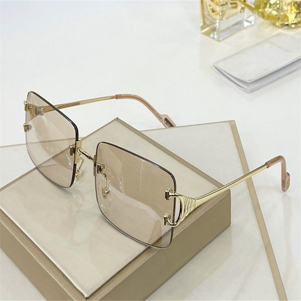 

2020 newarrival fashion ca1539 rectangular rimless tinted sunglasses for women 57-18-138 luxury designed fullset packing case high quality