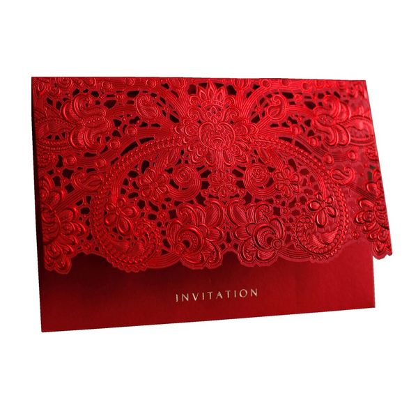

pink/red/gold wedding cards for guests with print gift card elegant laser cut wedding invitations card paper 50pcs