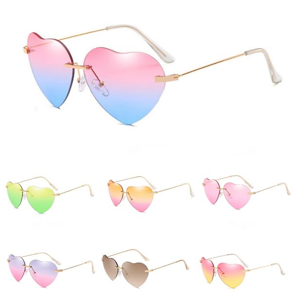 

women love heart shape heart-shaped sunglasee fashion hip hop rimless spectacles retro lady travel beach comfort vision eyewear tta1173 #424, White;black