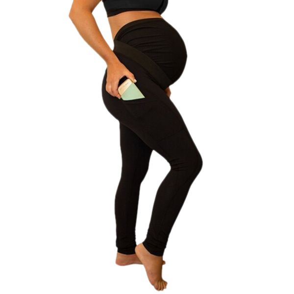 

women's maternity pants leggings seamless yoga pants stretch pregnancy trousers pregnancy maternity pencil m40#, White