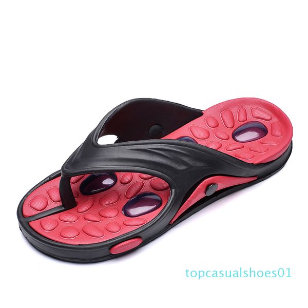 

2019 wholesale mens flip flops summer men's new style rubber soft shoes outdoor beach men's slippers massage men footwear sandals, Black