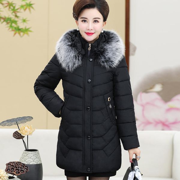 

5xl winter jacket women parka hooded loose down cotton coat female warm thick oversize mom jacket winter ladies coats q2040, Black