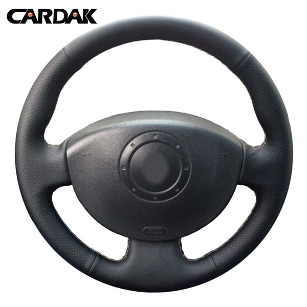 

cardak diy black artificial leather car steering wheel cover for megane 2 2003-2008 scenic 2 2003-2010 kangoo 2008-2012