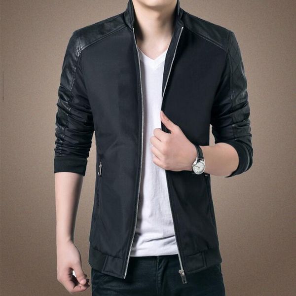 

fashion men faux leather jackets british motorcycle leather jacket design multi-zippers biker jackets bomber, Black