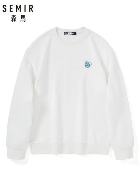 

semir sweatershirt мужчин 2020 весной новых свободная шеи вышитой печатных верхушек пуловеры хлопка толстовка человек, Black