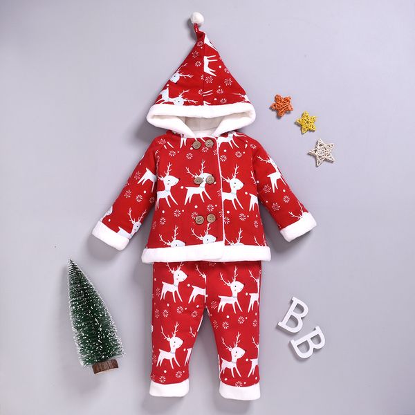 

2019 newborn infant baby boys girls deer christmas cartoon pants outfits set christmas clothes kids roupa infantil, White