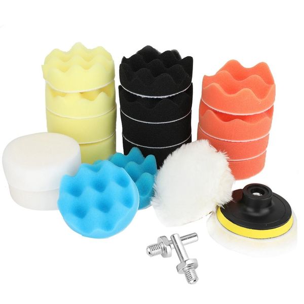 

22 pcs 3 inch car round wave sponge buffing polishing waxing pad kit for car polisher