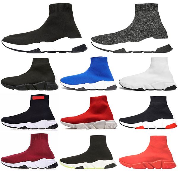 

with socks 2020 luxury designer sock shoes speed trainer casual boot triple black white red flat runner women mens sneakers size 36-45