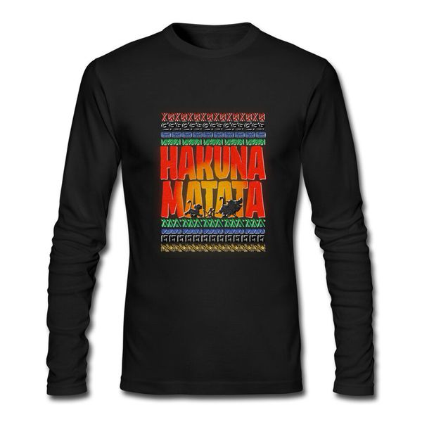 

2019 new hakuna matata t-shirt o-neck cotton long sleeves autumn casual fashion men and women tshirt brand clothes designer punk t shirt, White;black