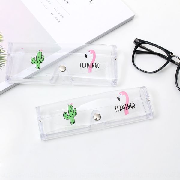 

bao bao flamingo pvc transparent student case case myopia box myopia frame glasses folding glasses box, Blue