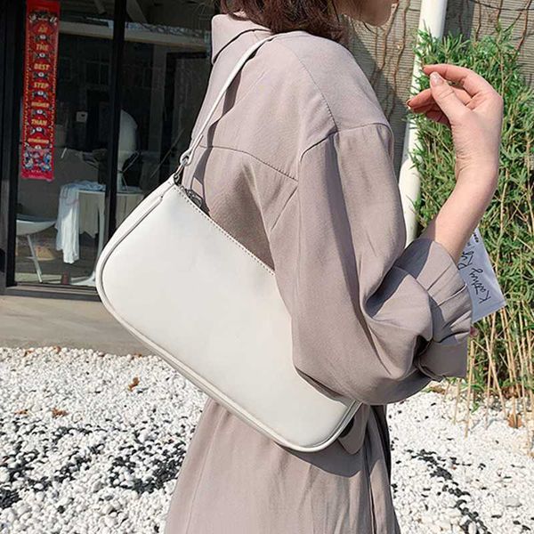 

retro patent leather shoulder bag for women pu armpit bag french baguette solid color small handbag advanced lady tote purse