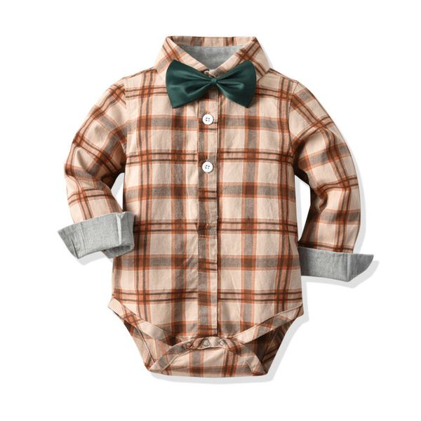 

infant toddler baby boys gentleman bowtie romper plaid shirt party wedding casual formal bodysuit jumpsuit outfit 0-24m, White;black