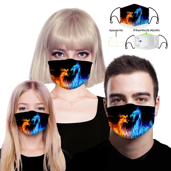 

cross-border amazon men and women pm2.5 cotton dustproof 3d printed mask cool customize individual pack with filter