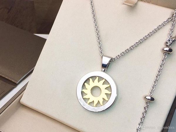 

classic rotating sun necklace wheels necklace long chains men and women chain length 65cm middle sun rotating pseudo gold plating 18k, Silver