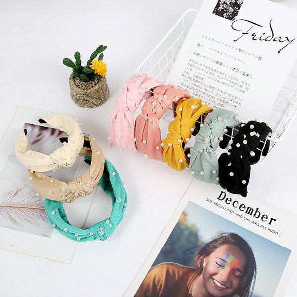 

мода завязанный оголовье с жемчужно оголовье горячая девушка мило и элегантный головной убор макияж луч оголовье фабрики оптом, Black;brown