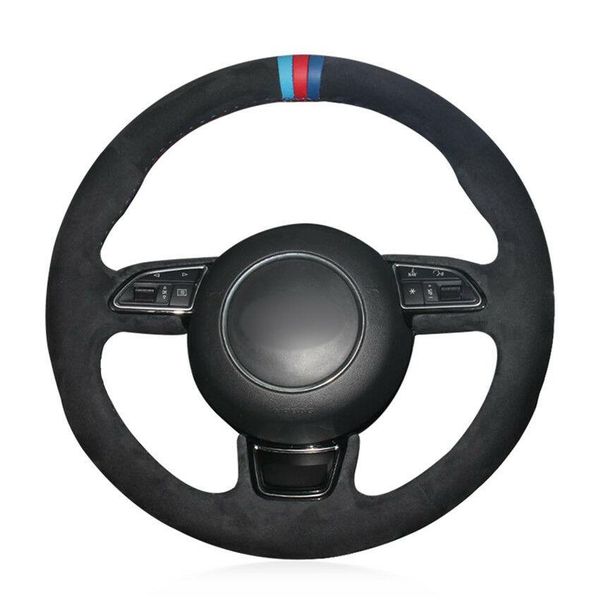 

for audi a1 a3 a5 a7 car steering wheel cover black suede leather diy custom