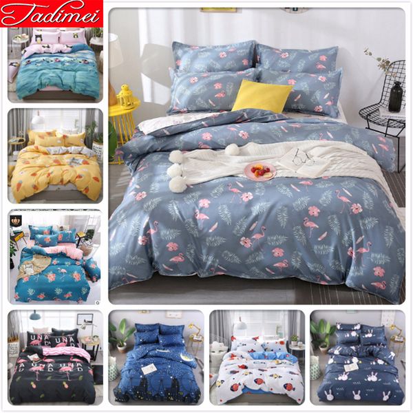 

tropic flamingo pattern duvet cover bedding set kids child soft cotton bed linen sing twin full  king size bedspreads