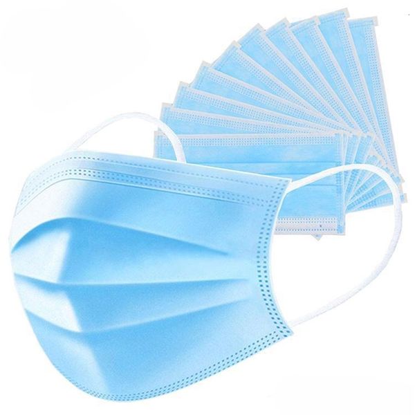 

dhl ship adultren's 50 mask blue 1pcs set mouth3 ply dust nonwoven elastic earloop mouth face masks udyp