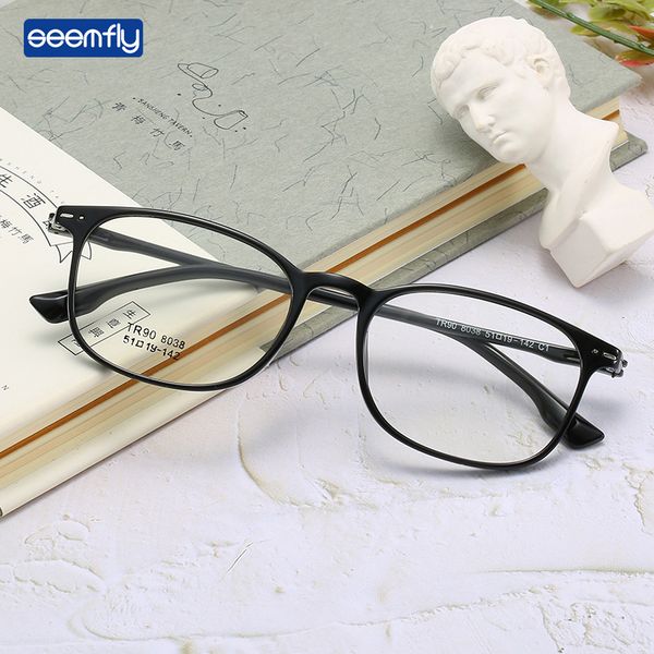 

seemfly tr90 myopic glasses high definition fashion nearsighted eyeglasses urltra-light frame reading glasses for men and women, White;black