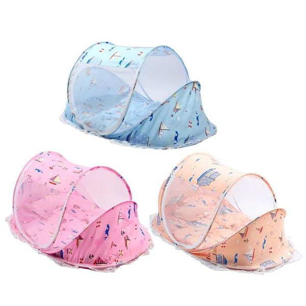 

foldable summer baby mosquito net cartoon print travel tent with cushion