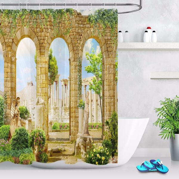 

greece pillars statue ivy flower shower curtain landscape bathroom waterproof washable polyester fabric for art bathtub decor other bath t
