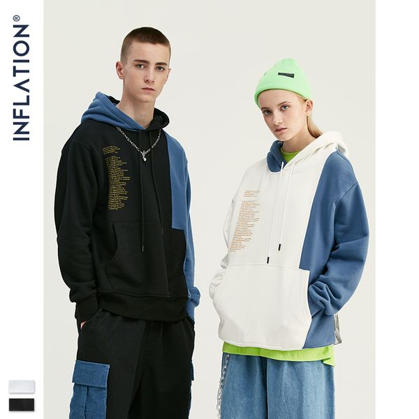 

inflation design 2019 contrast color men hoodies with pouch pocket loose fit mens streetwear autumn winter man hoodies 9638w, Black