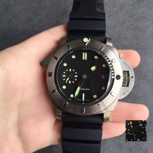 

New luxury brand pam364 pam00364 titanium hell men 039 automatic mechanical rubber trap watch 47 mm with box