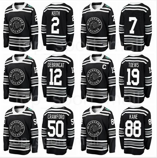 

2019 winter classic chicago blackhawks jersey hockey duncan keith jonathan toews 88 patrick kane corey crawford alex debrincat saad griswold, Black;red