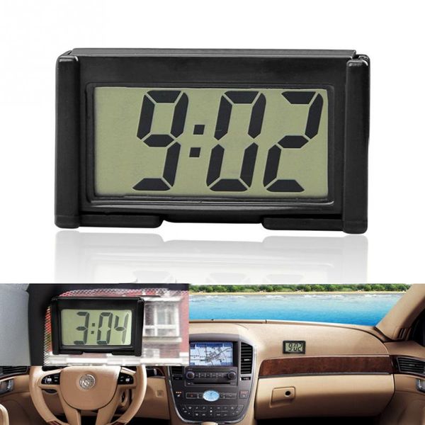 

interior car auto dashboard desk digital clock lcd screen self-adhesive bracket plastic car clock high quality