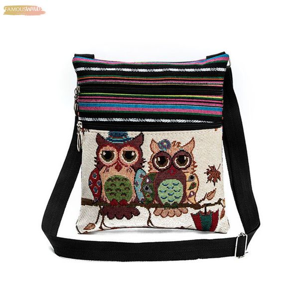 

fashion ethnic style women messenger bags dual zipped cartoon owl embroidered shopping dating ladies fashion girls shoulder bag bolsa