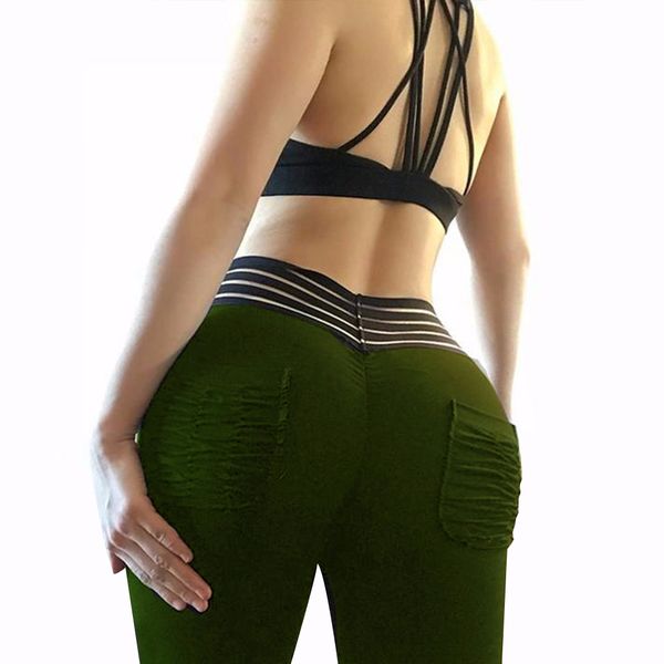 

salspor fashion sport women pocket gym leggings high waist push up stretch athletic pants breathable slim fit yoga pants femme, White;red