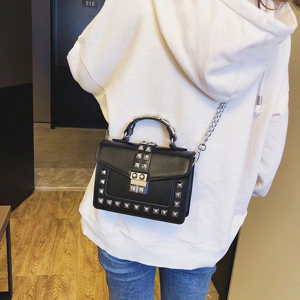 

women rivet shoulder messenger bag fashion wild one-shoulder small square bag korean style crossbody bags for women #38