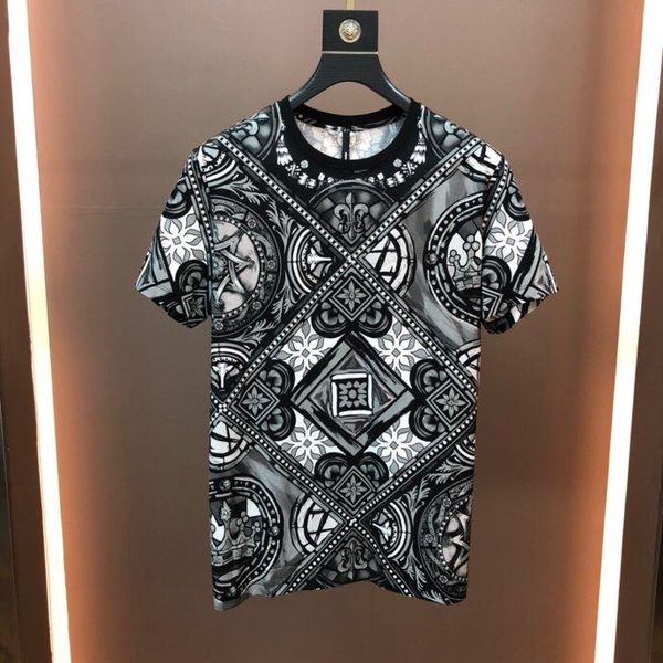 

bh03476fashion men's & tees 2020 runway luxury european design short print party style t-shirts men's clothing, White;black