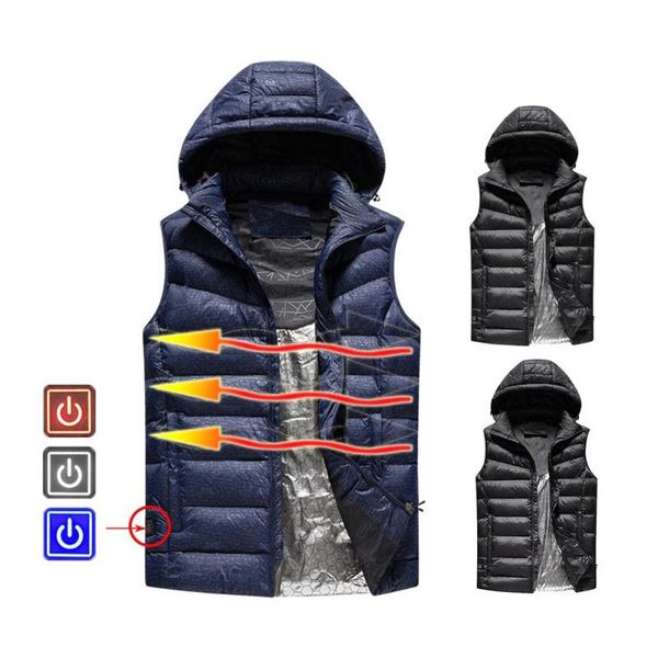 

autumn and winter new intelligent temperature control heating vest usb charging heating vest three-speed, Gray;blue