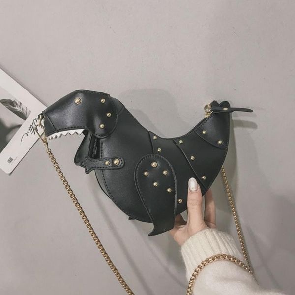 

fashion 3d dinosaur design rivets pu leather girl's chain purse shoulder bag tote ladies crossbody mini messenger bag flap #ng