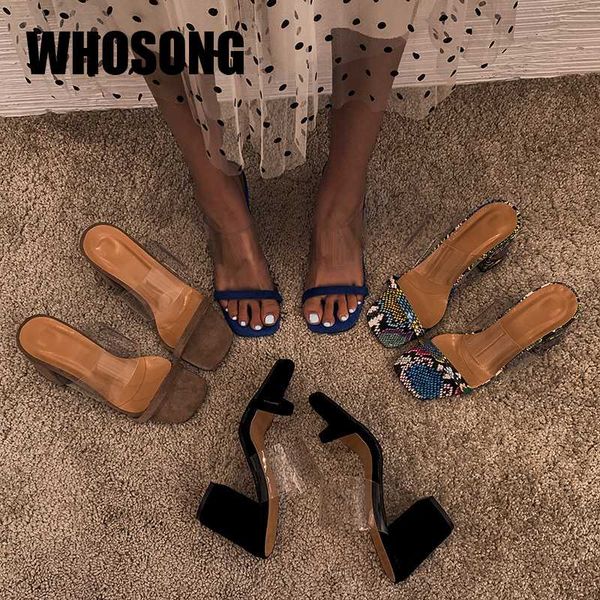 

slippers summer women ladies slides woman square heels girls outside shoes female blue zapatos de mujer, Black