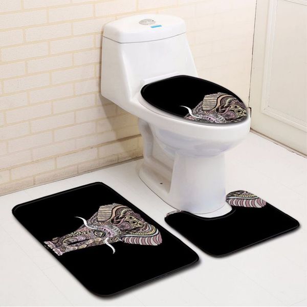 

3 pieces polyester fiber nonslip bath mat contour mat toilet lid cover