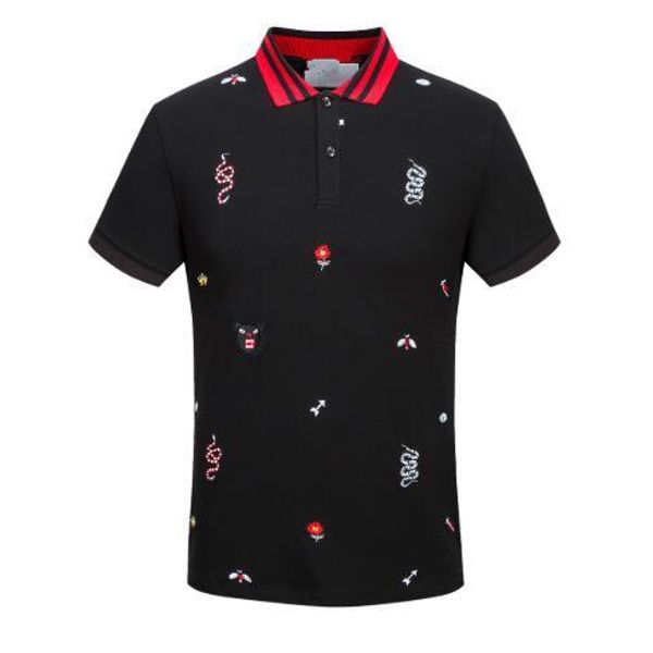 

2019 mens designer shirt summer embroidered short sleeve turn down neck cotton brand shirt size m-3xl, White;black