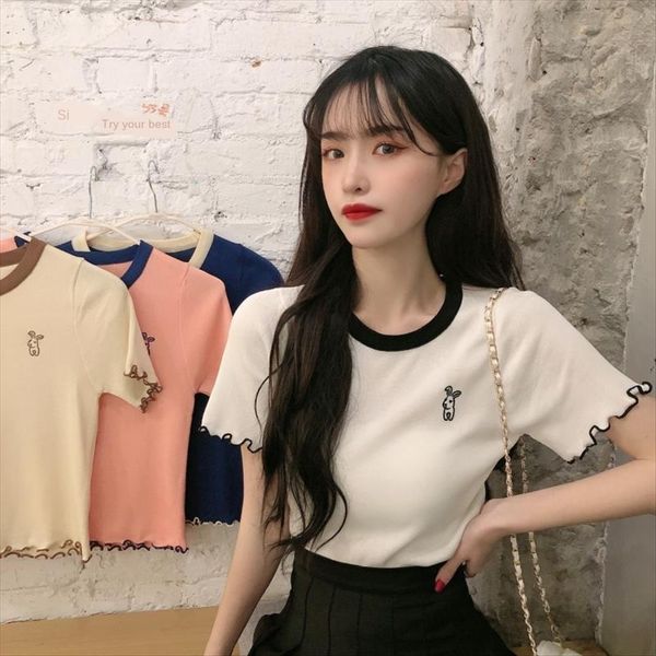 

2020 small western short-sleeved t-shirt female chic versatile student ins 2020 small western short-sleeved sweater t-shirt female chic, White