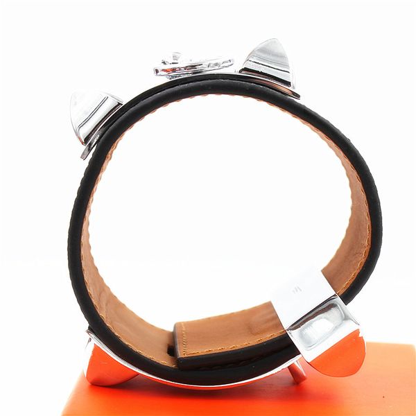 

punk bracelets wide smooth genuine leather bracelets & bangles for women men cuff bracelet statement jewelry, Golden;silver
