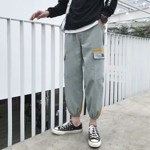 

ankle-length casual pants male 2019 fashion joggers men hip hop slim fit harajuku streetwear, Black