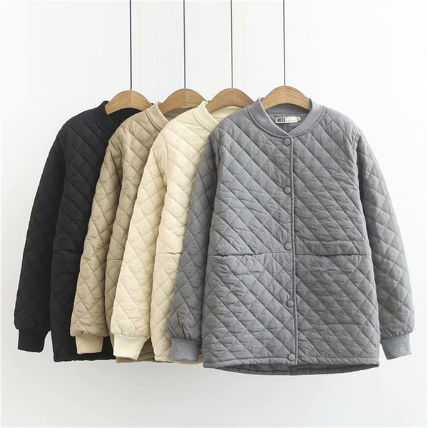 

middle-aged and old-aged women's new autumn winter clothing loose diamond shape short paragraph age reduction cotton jacket, Black