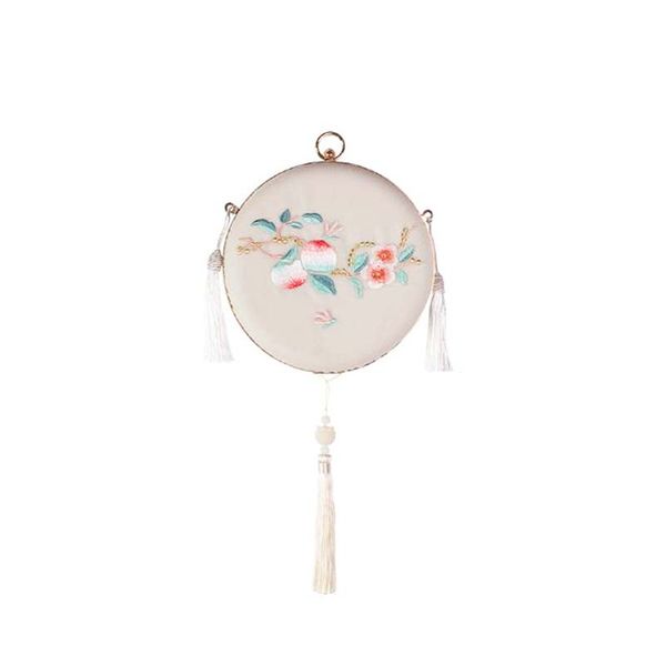 

angelatracy 2020 new arrival fresh lady pearl chain circular embroidery floral flower box evening bag handbag tassel day clutch