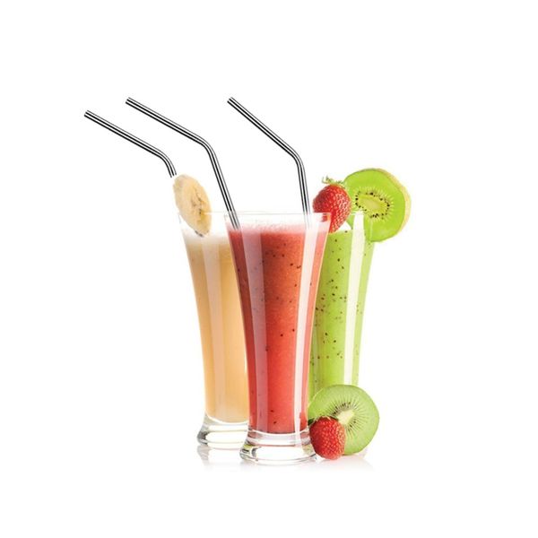 

4 pcs reusable extra long stainless steel drinking straws with cleaning brush high quality