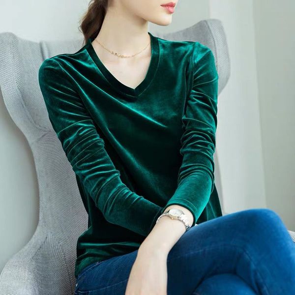 

женщины осень и зима женщины офис велюр блуза blusas элегантная блузка уличной вершины плюс размер бархатные рубашки 5xl 6xl 7xl, White