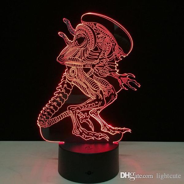 

Чужой против Хищника 3D освещения Настроение Lamp 7 цветов Изменение Lamparas с USB-кабель