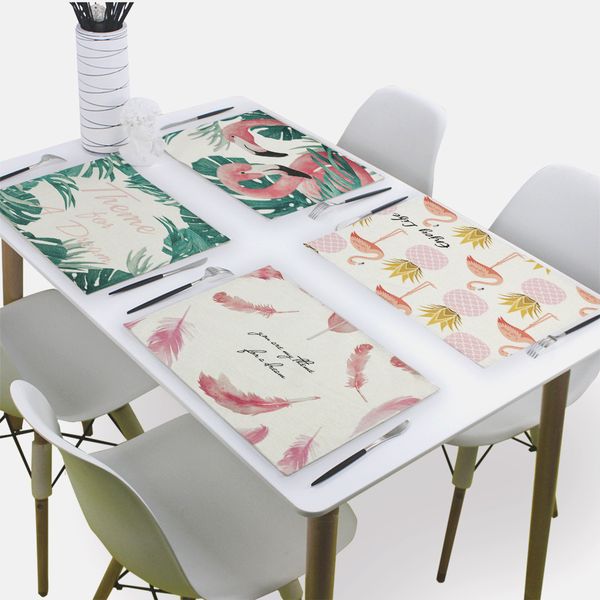 

flamingo napkins table pink napkins cloth towel for home 43*32cm linen napkin for kitchen nordic decoration table mats