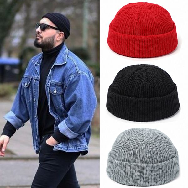 

knitted hats for women skullcap men beanie hat winter retro brimless baggy melon cap cuff docker fisherman beanies hats for men
